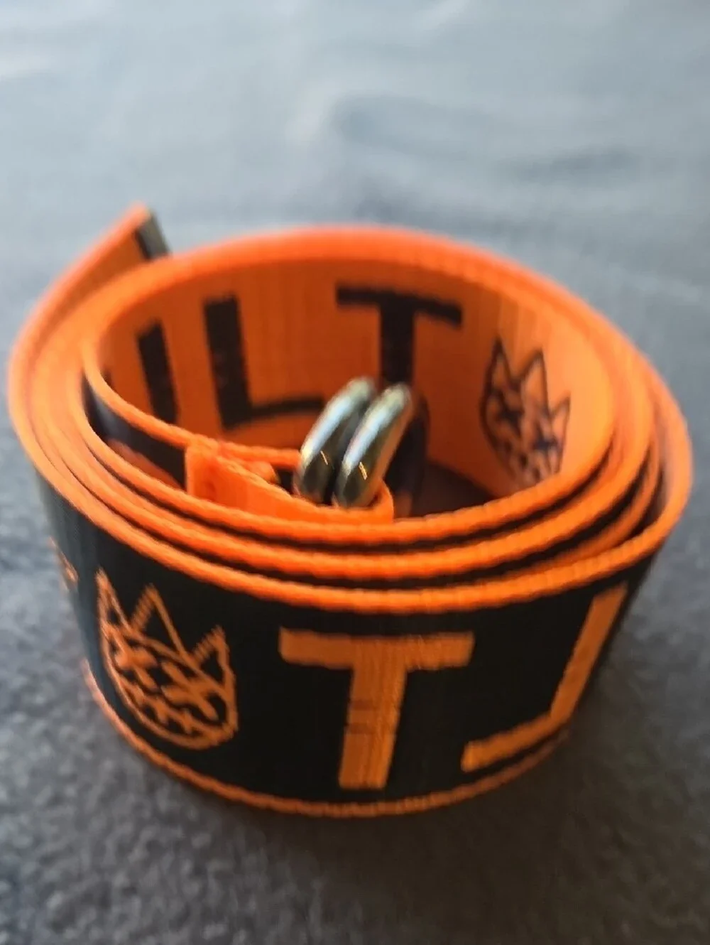 cult gaia Bright Orange Branded Webbing Belt with Metal Ring